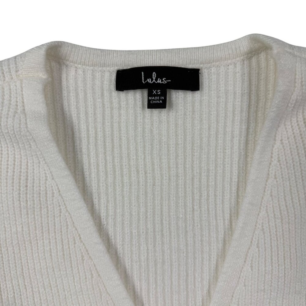 XS Lulus Pullover Fit For Fall Ivory Surplice Balloon Sleeve Sweater - Picture 3 of 10